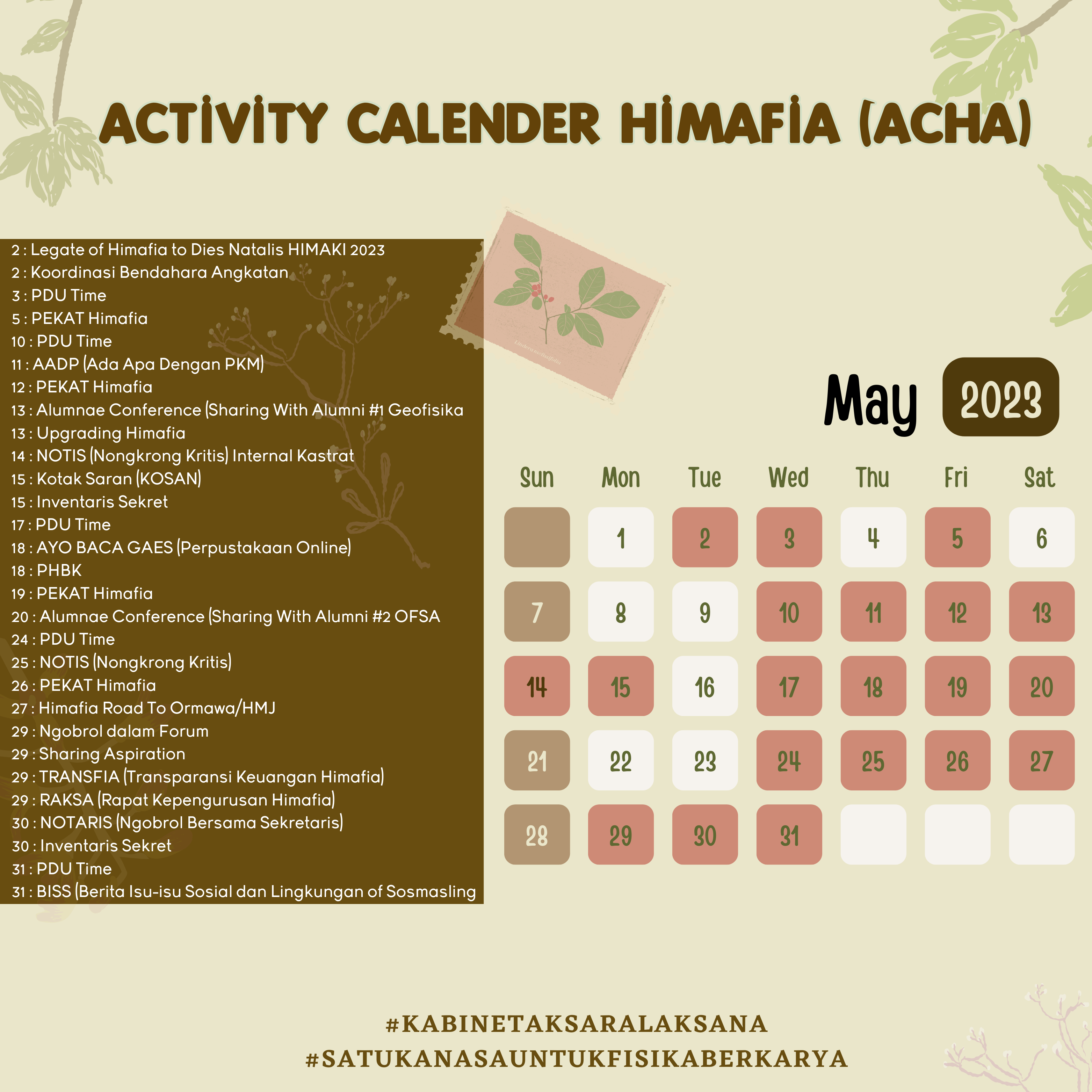 ACTIVITY CALENDER HIMAFIA : MEI
